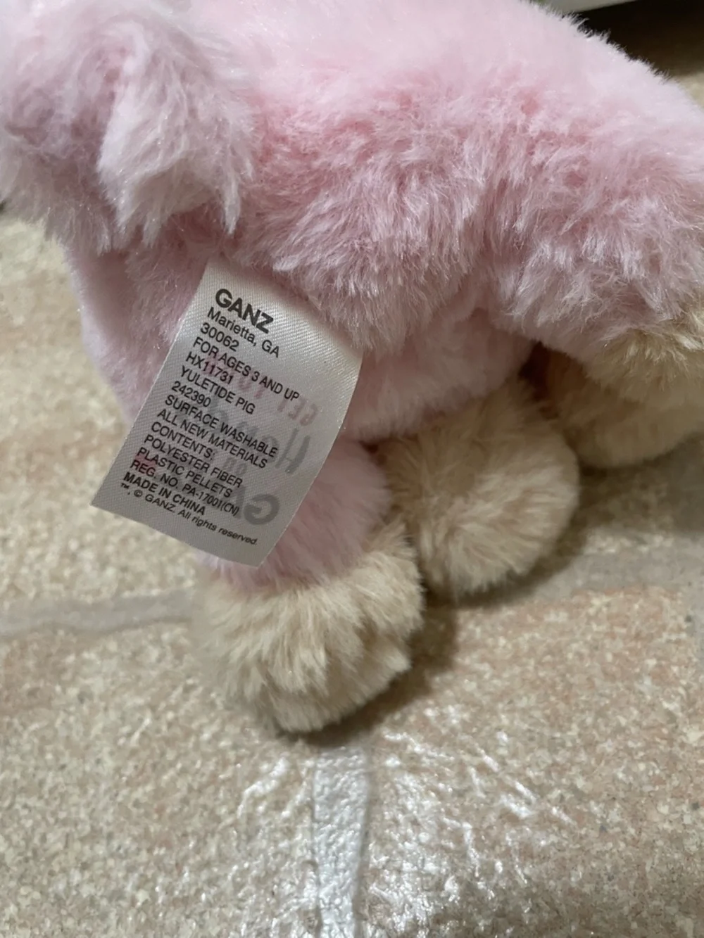 Ganz Yuletide Wreath Pink and White Pig Plush Stuffed Animal Christmas 6
